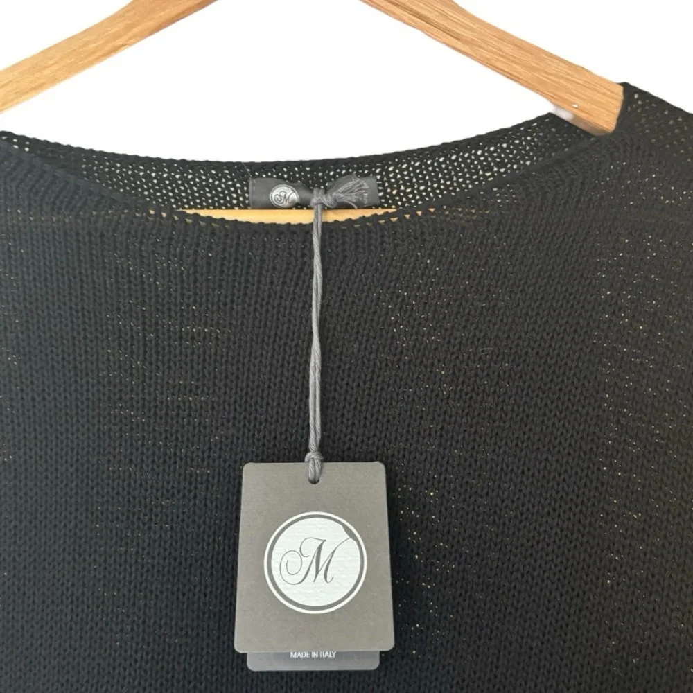 NWT M MADE IN ITALY 100% Cotton Black Sweater - Picture 6 of 6